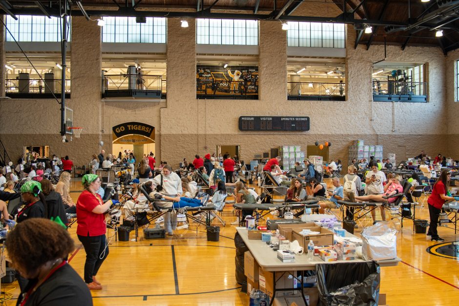 Crowd of people at blood drive