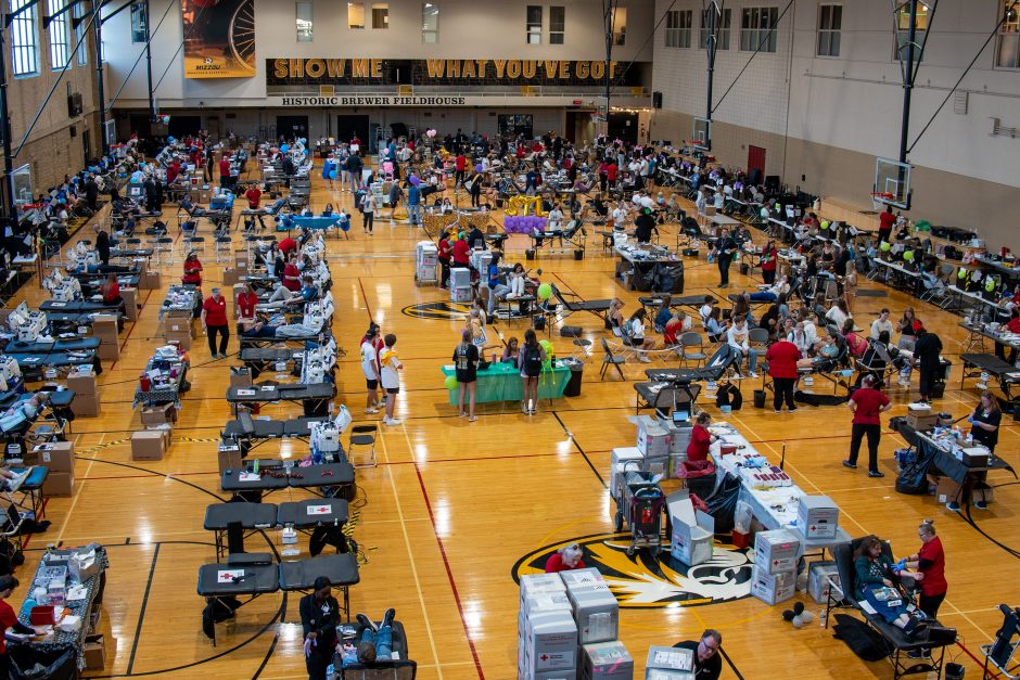 Overhead shot of blood drive