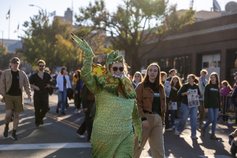 Students in costume in parade