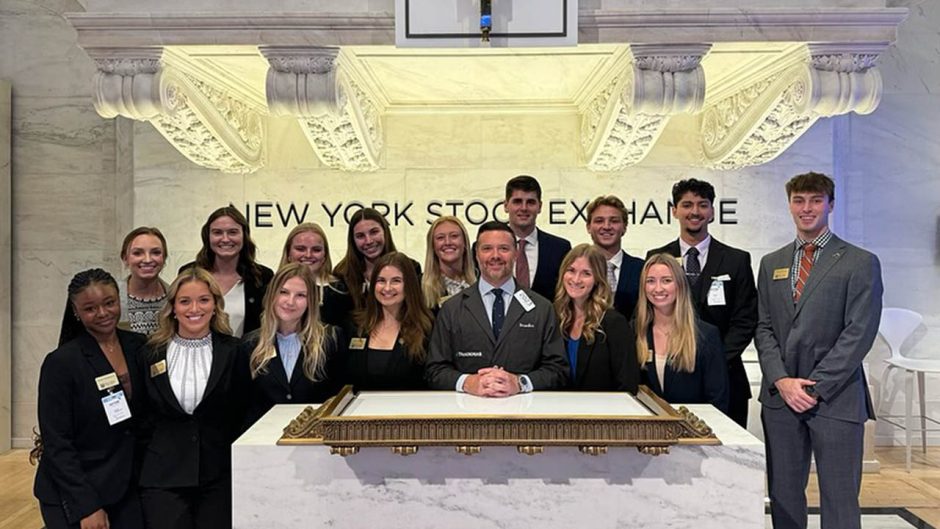 Students at the New York Stock Exchange