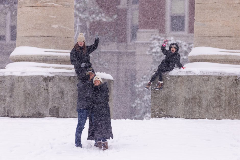 People play in snow