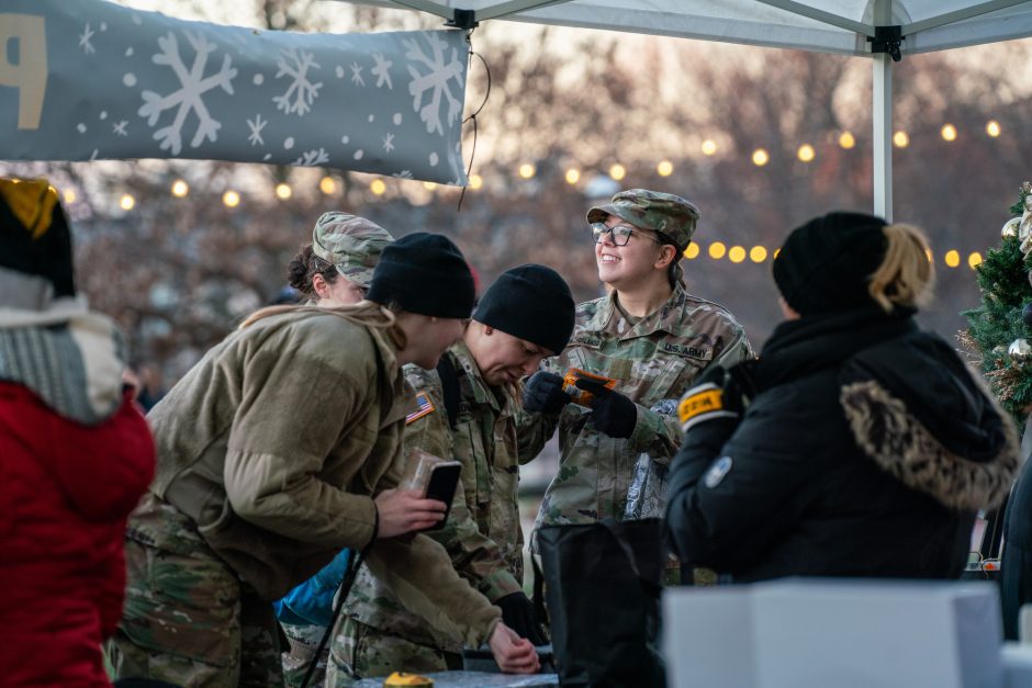 People enjoy treats at outside event