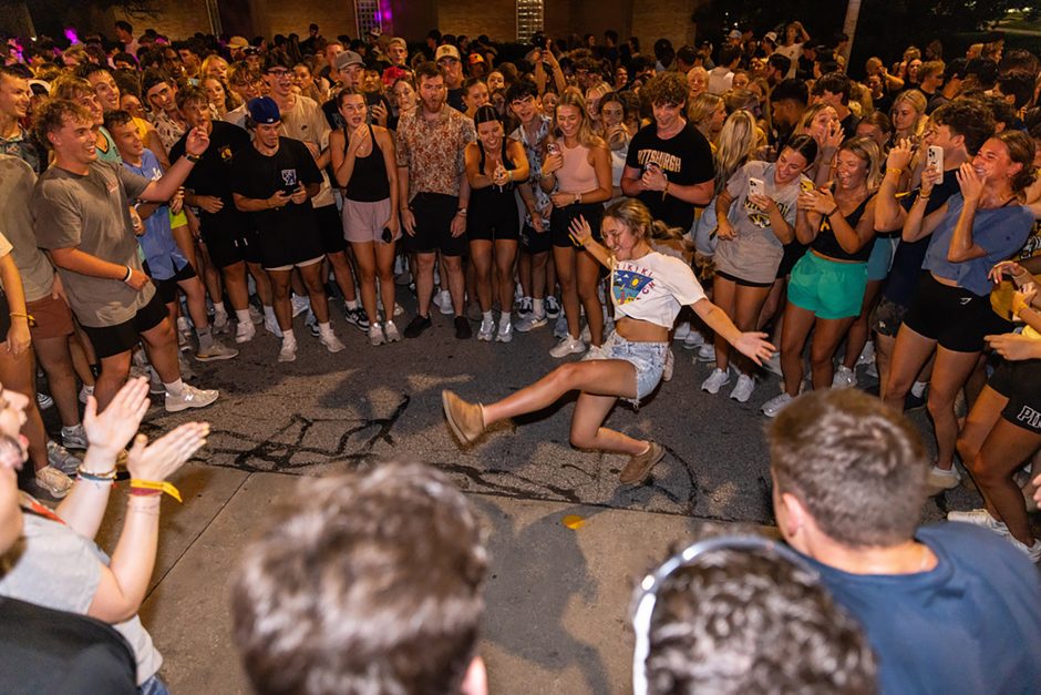 Person in crowd dancing