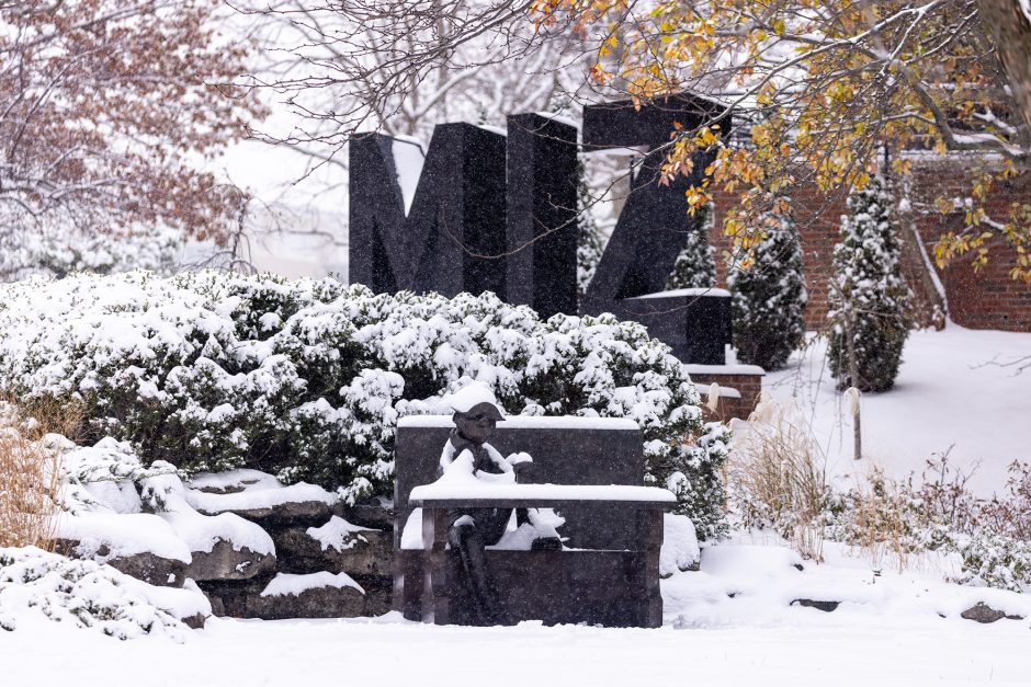 MIZ statue in snow