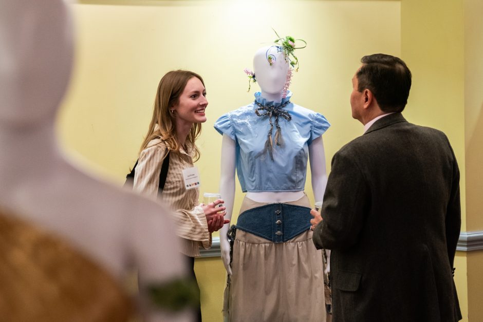 Student with dress on mannequin