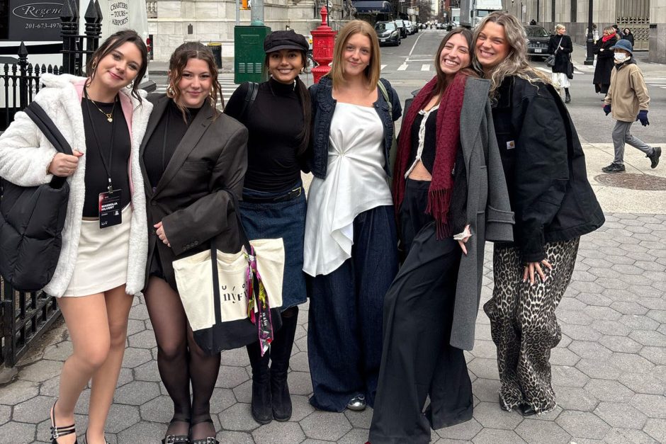 Group of fashionable women pose in New York