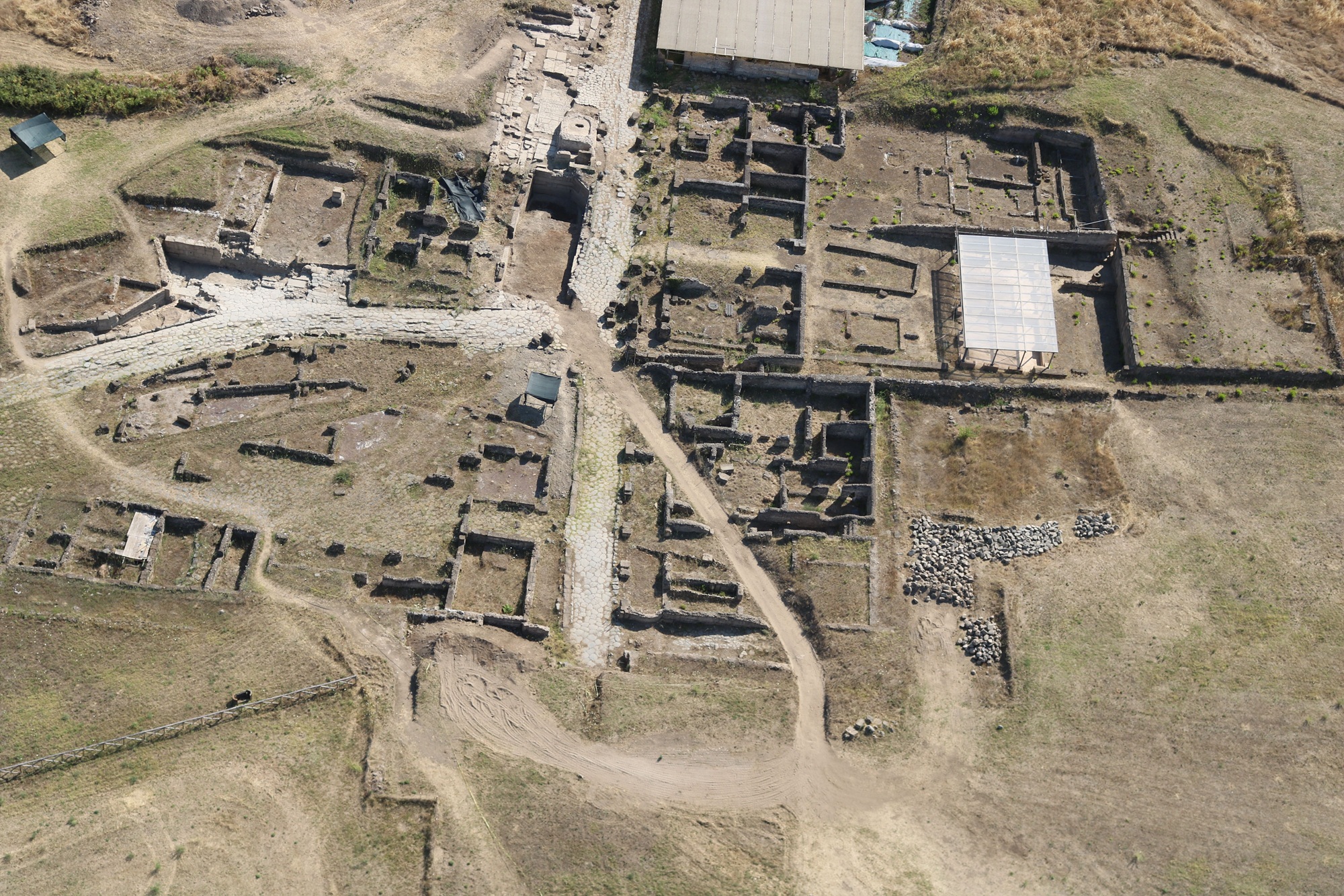 aerial shot of ancient city of Gabii