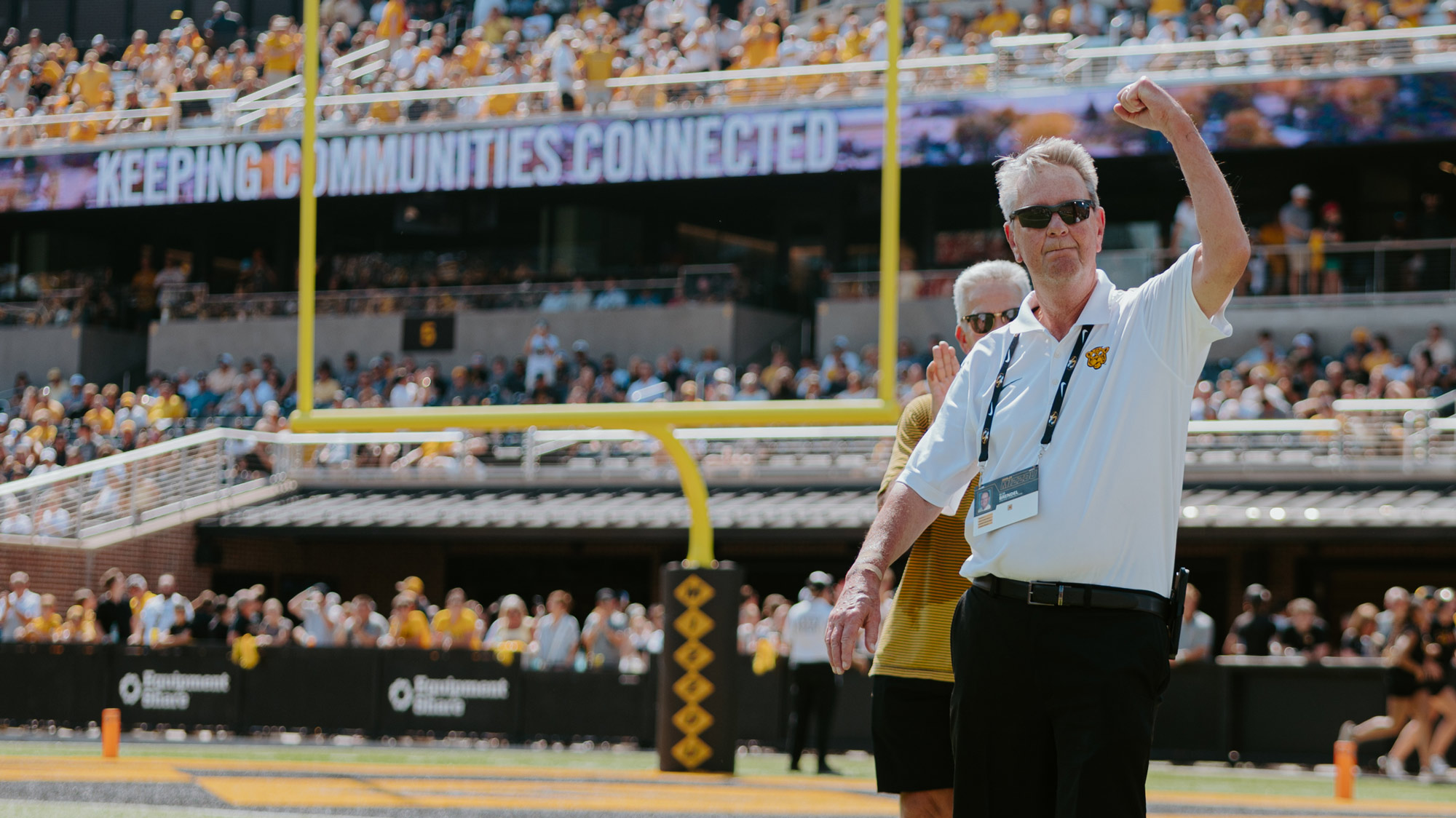 Bob Brendel on the football field at Memorial Stadium