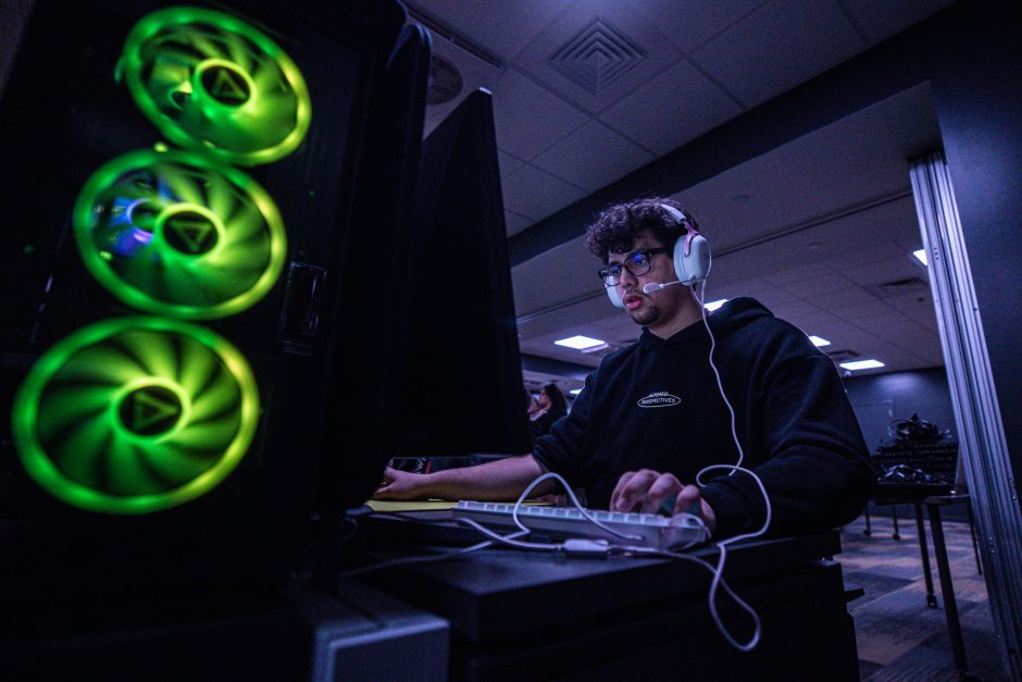 Student at a gaming computer