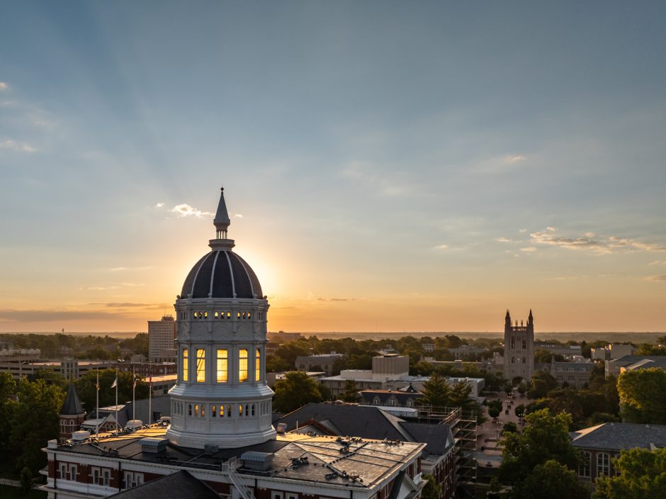 Sunlight around Jesse Hall dome