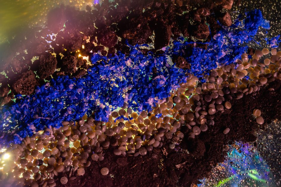 Colorful materials used to make asphalt