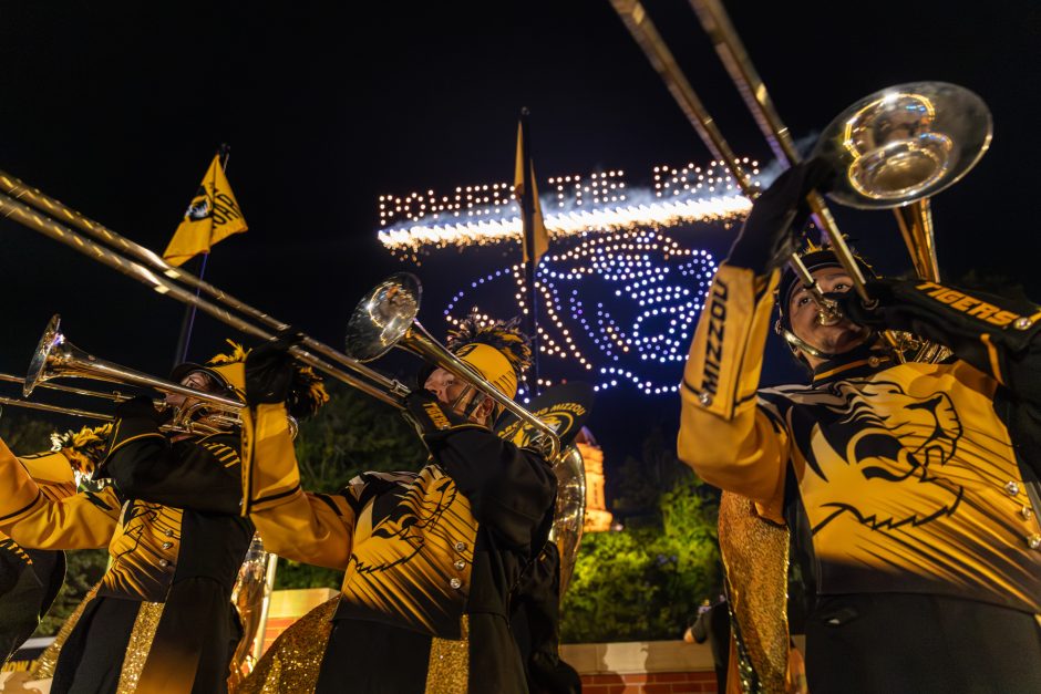 Marching Mizzou performing at drone show