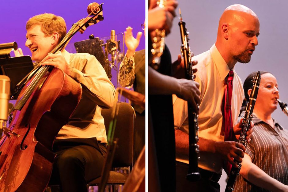 Two musicians playing instruments