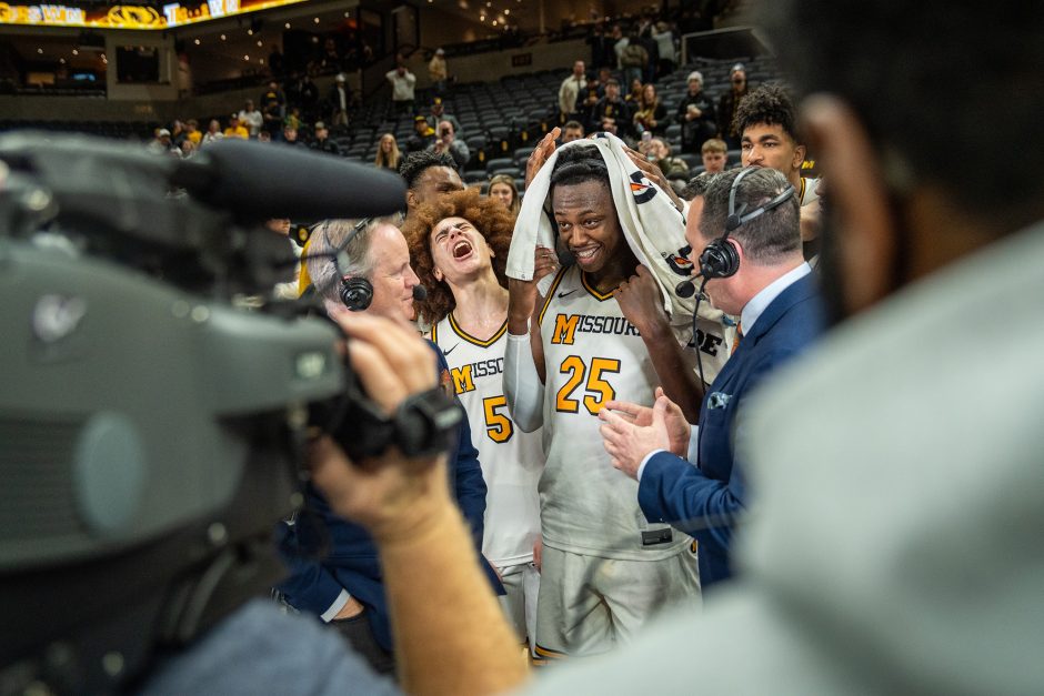 Mizzou Tiger basketball players after a game