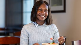 Professor eating a high-fiber bowl of food