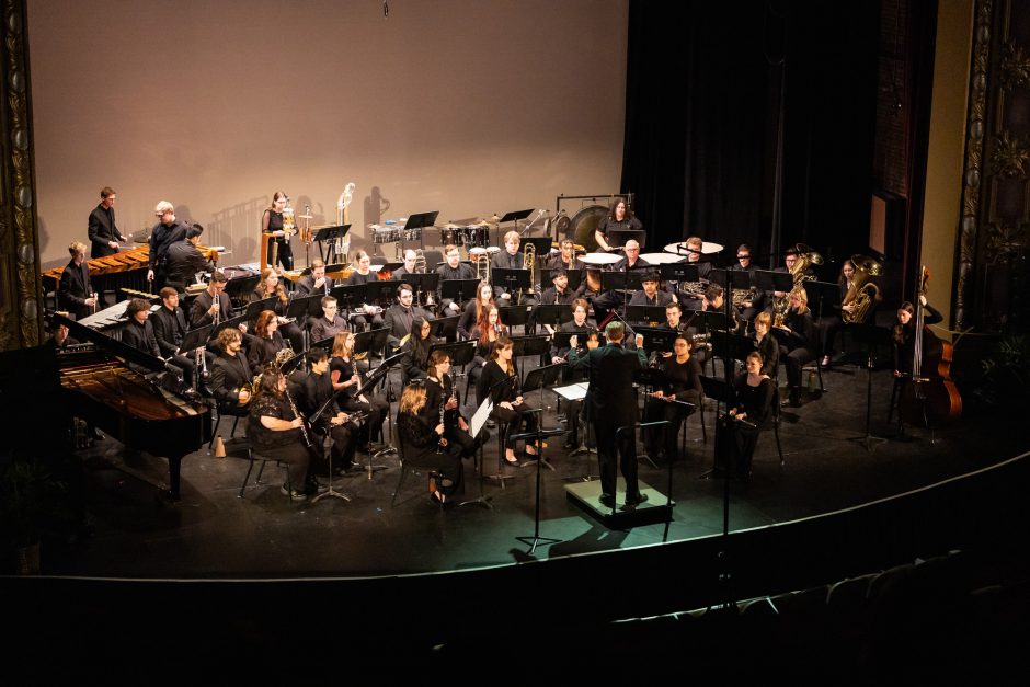 Student musicians on stage 
