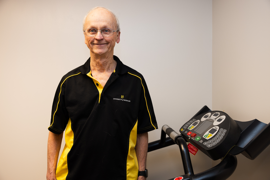 Frank Booth on a treadmill. 