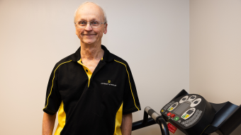 Frank Booth on a treadmill.