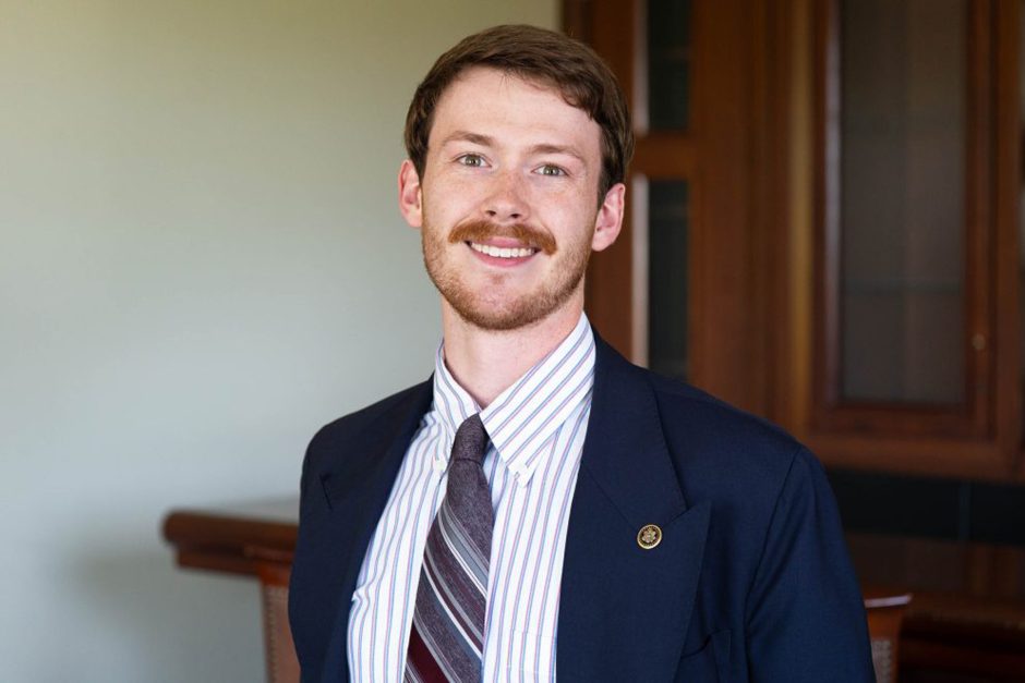 Caleb Simpson in blue jacket