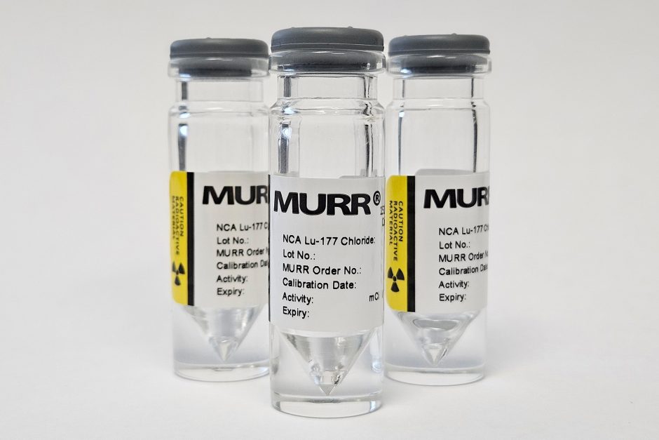 Vials of Lu-177 with MURR labels 