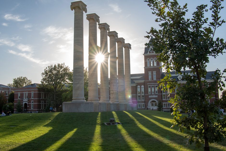 Sunlight peaks through the Columns
