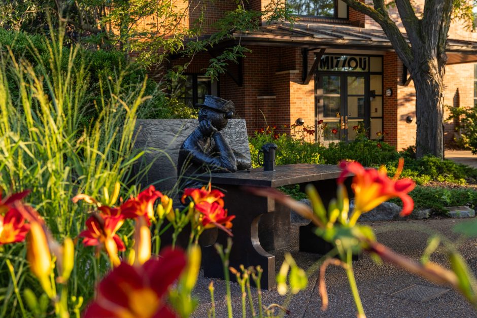 Orange flowers on campus