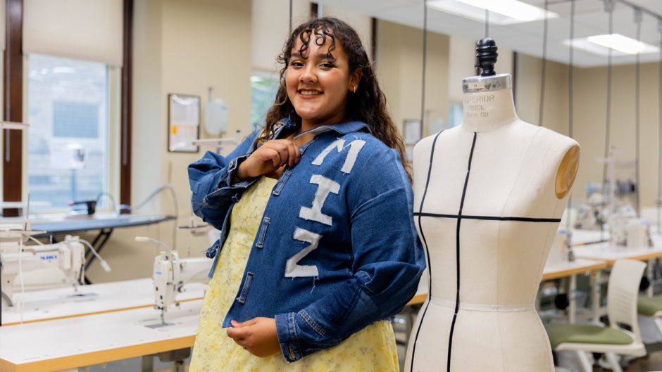 Mia Byrne in MIZ jacket