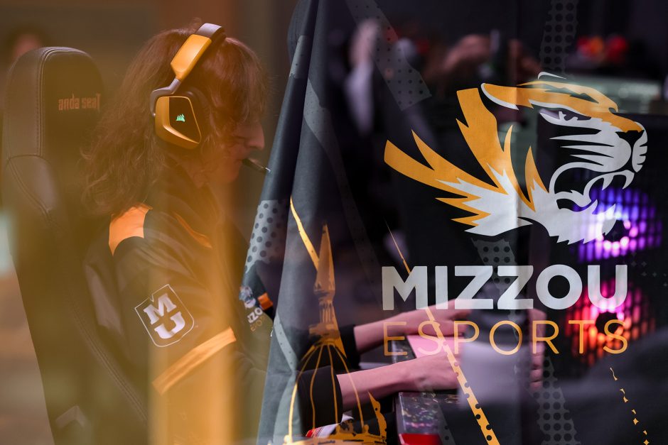 Student at a computer playing an esport