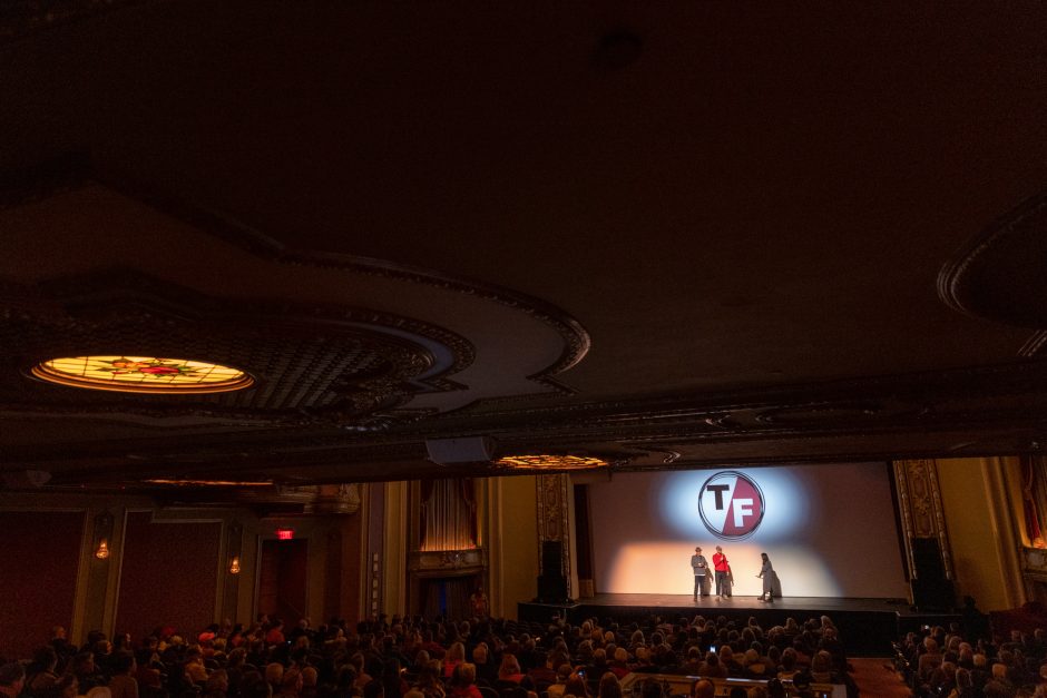 People on stage at the Missouri Theater during True/False Film Fest