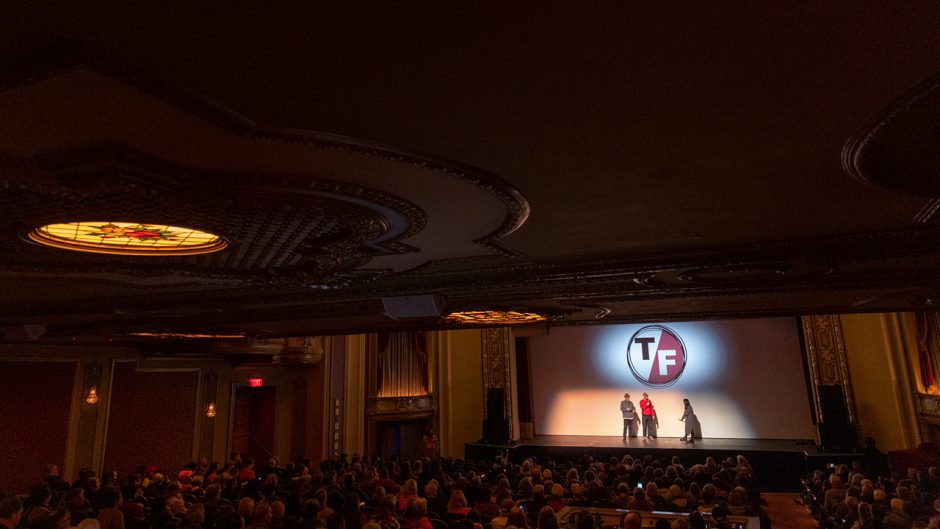 People on stage at the Missouri Theater during True/False Film Fest