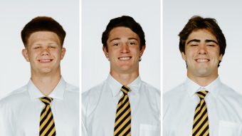 Headshots of Aeoden Sinclair, Logan Cole and Jarrett Stoner