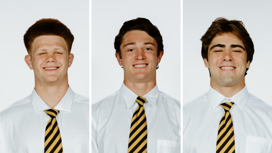 Headshots of Aeoden Sinclair, Logan Cole and Jarrett Stoner