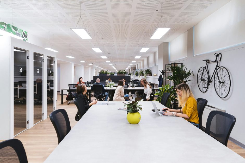 Young workers in an open workspace
