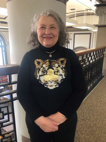June DeWeese in a University of Missouri sweater