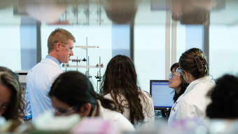 Dave Arnold in a lab at the NextGen Precision Health building.