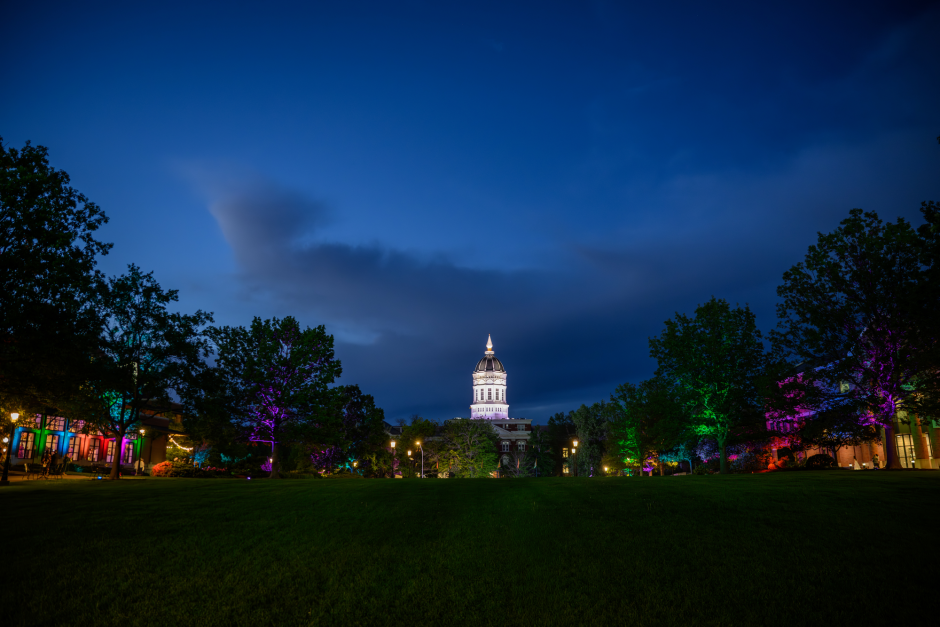 Francis Quad decorated with blooms