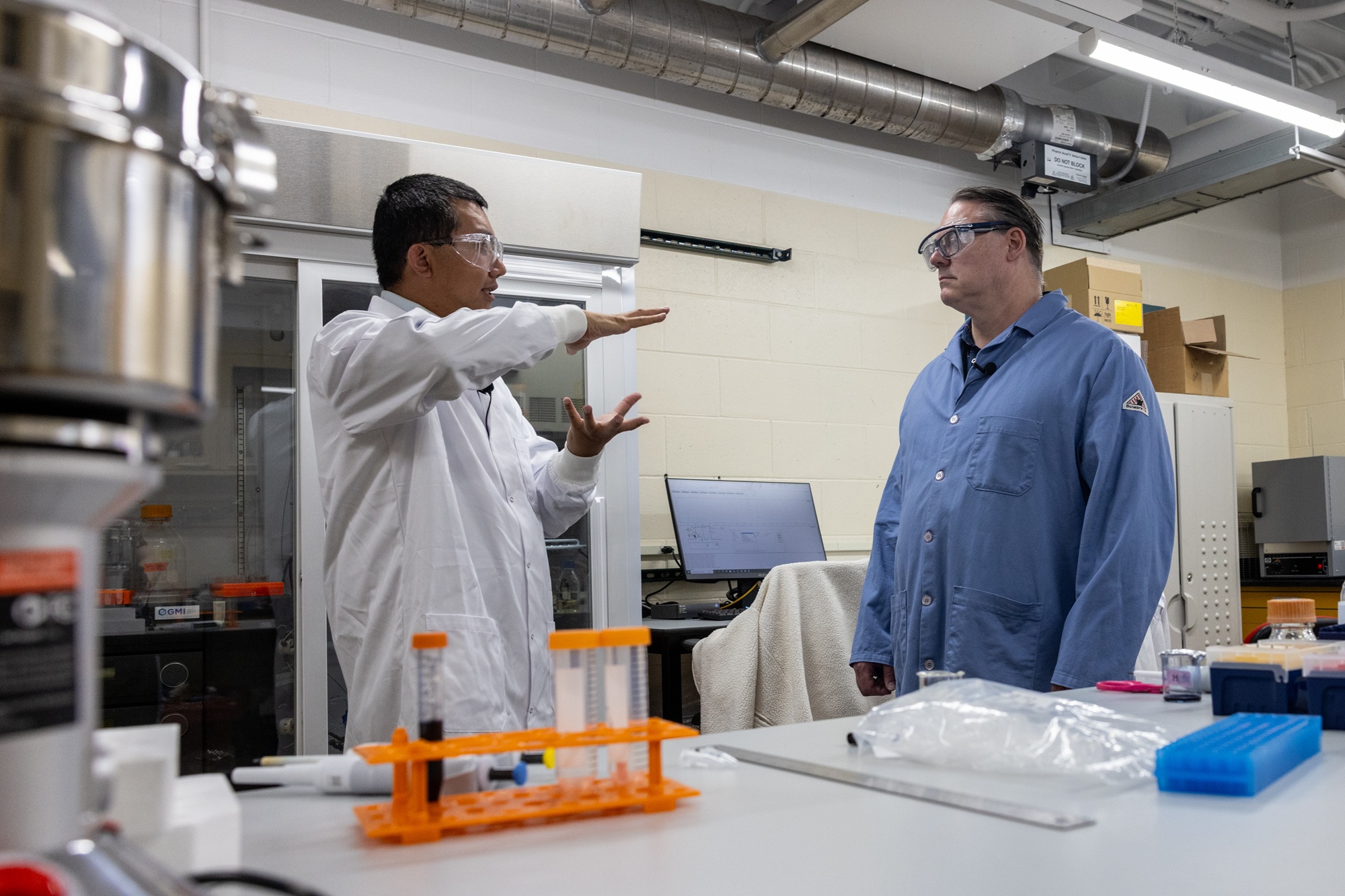 two researchers in a lab