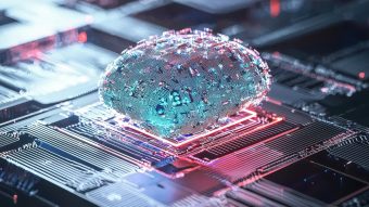 Conceptual AI model training with interconnected nodes and holographic neural pathways, futuristic technology theme