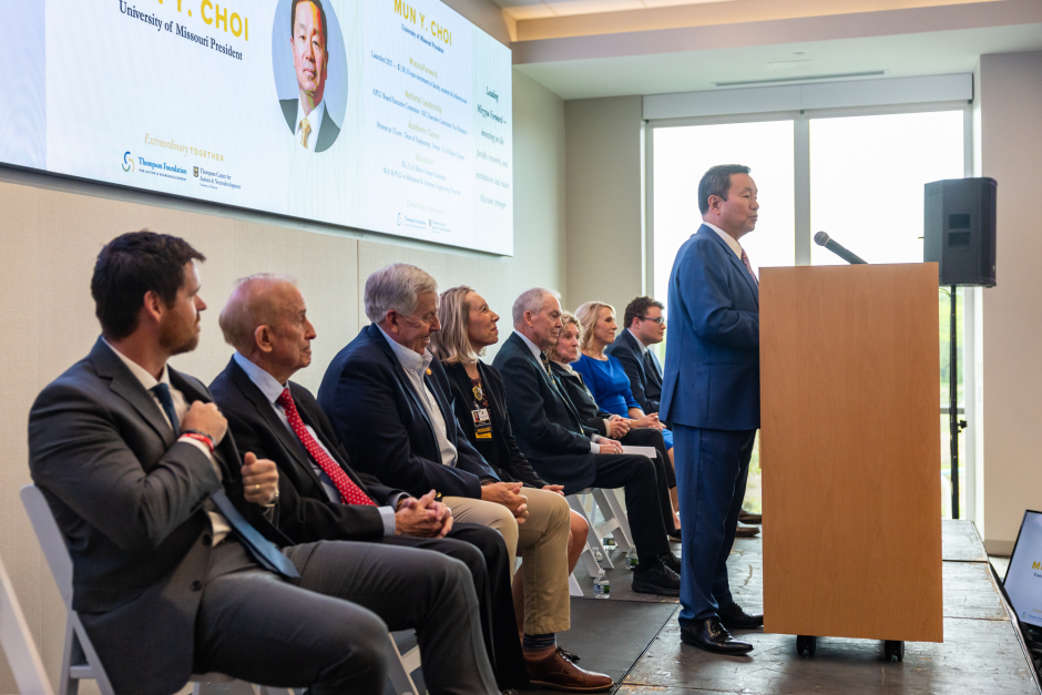 President Choi at podium