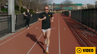 Jaume Padilla running around the track at Mizzou.