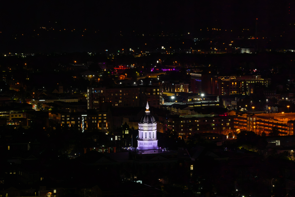 Jesse Hall at night