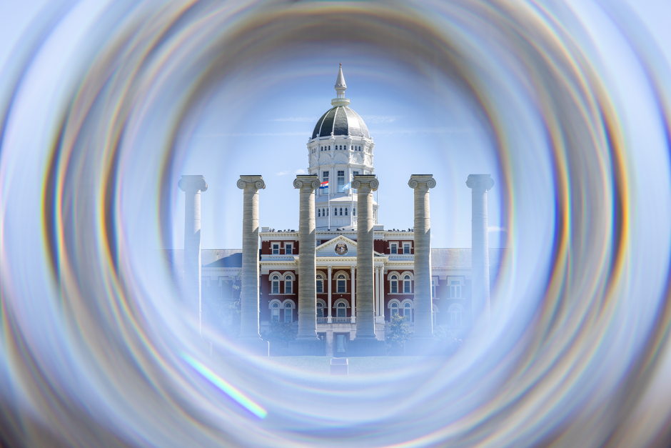 Jesse Hall Dome seen through a lens