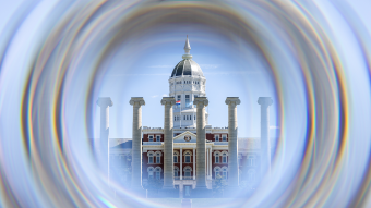 Jesse Hall Dome through lens