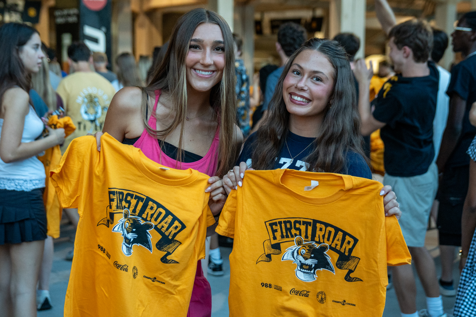 Students with First Roar T-shirts