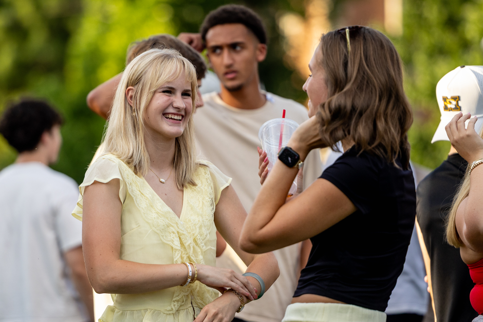 Students laugh