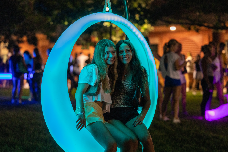 Students on a swing