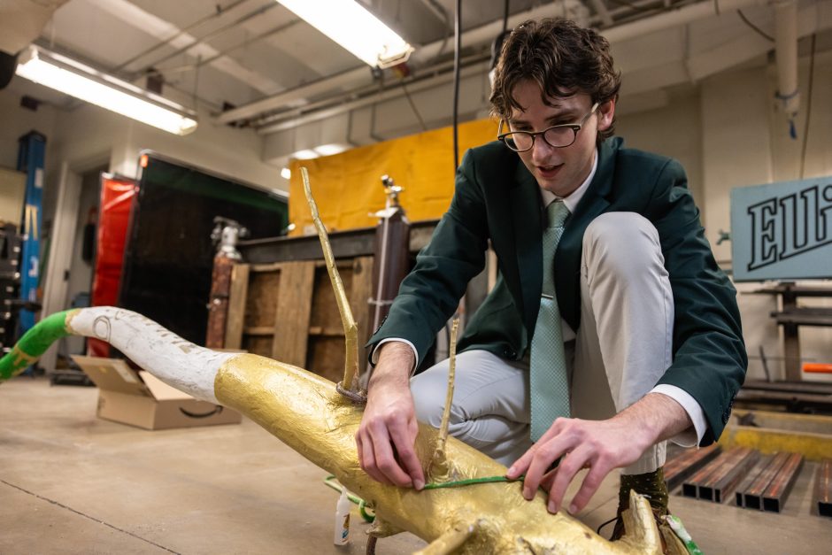 Donaldson works on his shillelagh for E-Week