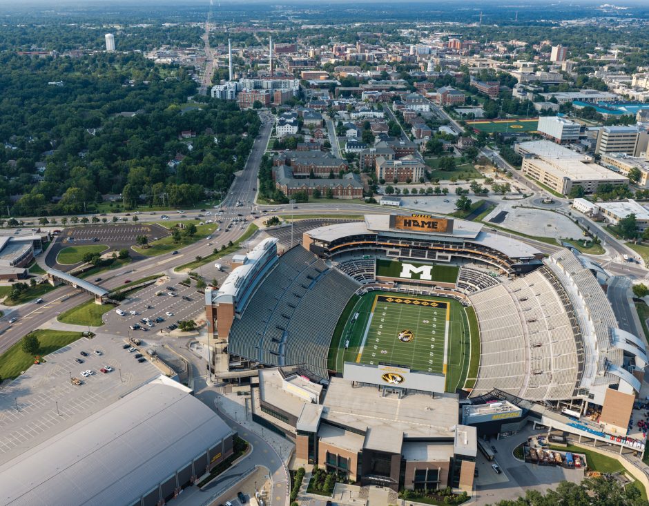 drone photo of Memorial Stadium in 2026
