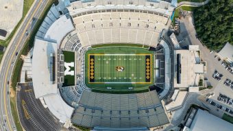drone photo of Memorial Stadium