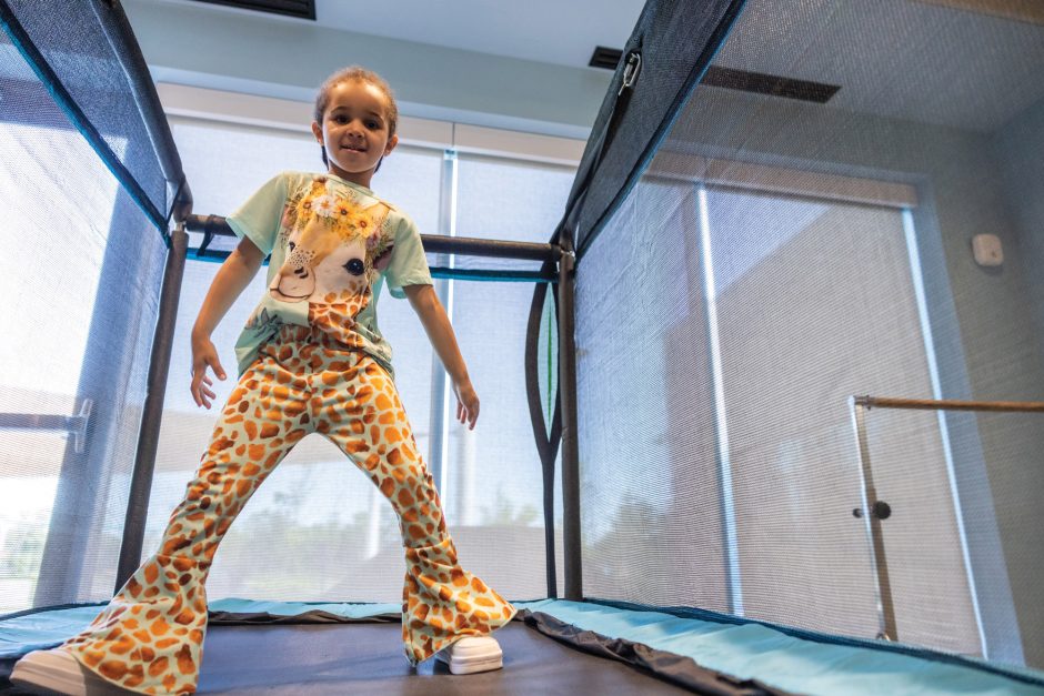 young girl on a trampoline
